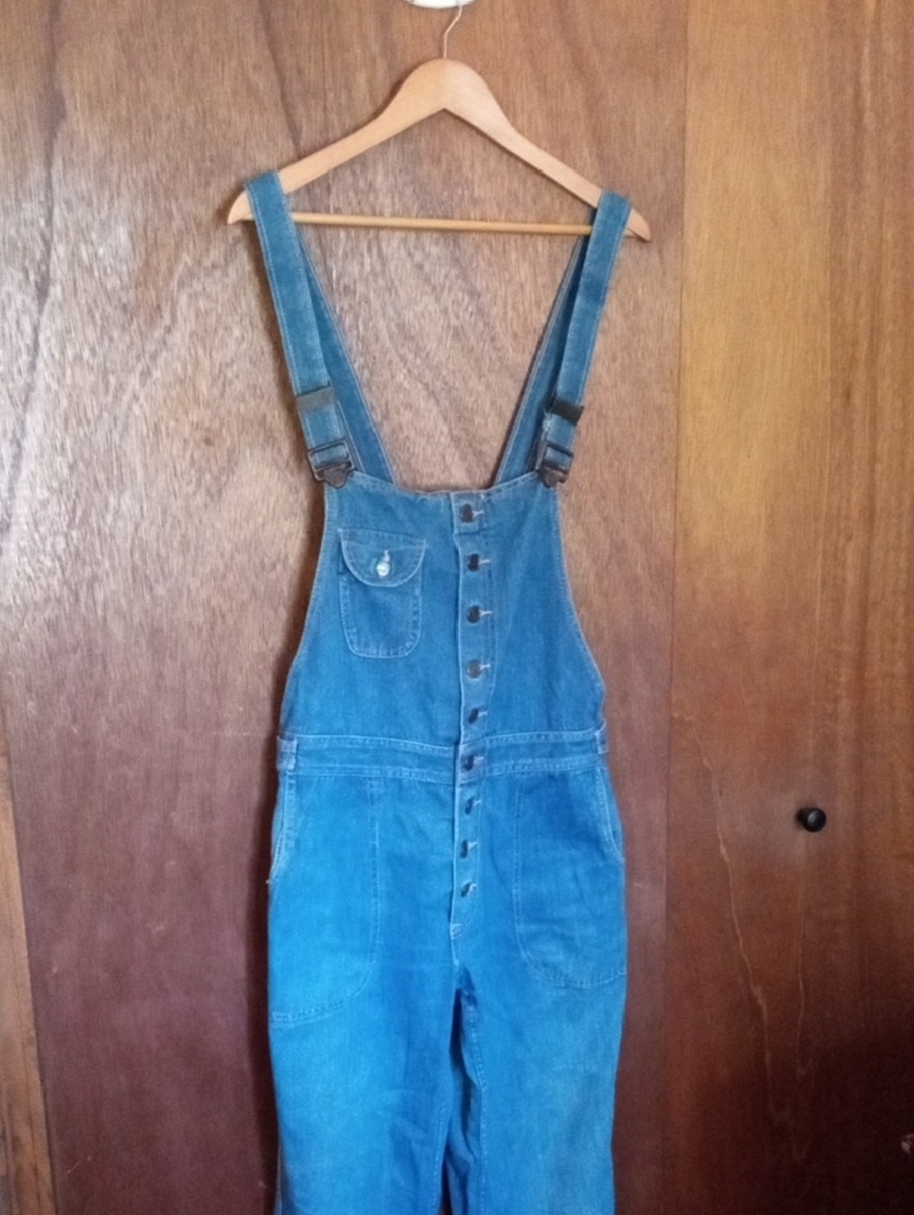 Hang Ten Denim Overalls in Light Blue with Pink Backing